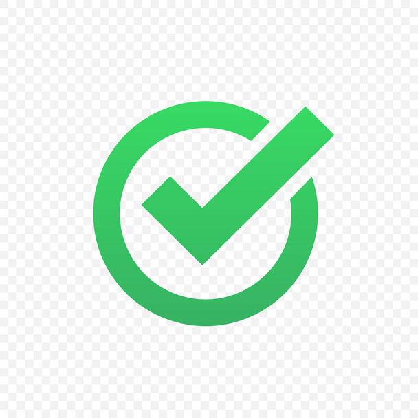 Icono de vector de marca verde. Derecha, éxito, aprobado o confirmar símbolo aislado Vector ilustración EPS 10 - Vector, Imagen
