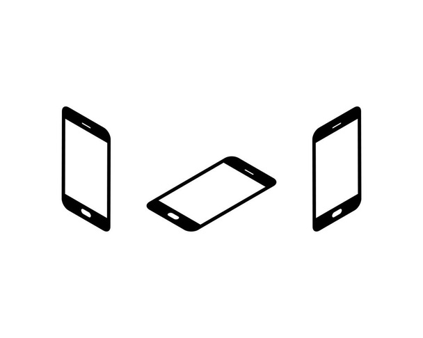 Telefonieren Sie mit schwarzen Vektorsymbolen im isometrischen Stil. Smartphone-Symbol isoliert Vektor-Abbildung EPS 10 - Vektor, Bild