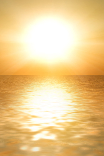 όμορφο ηλιοβασίλεμα που καθρεφτίζονται στο νερό του ωκεανού - Φωτογραφία, εικόνα