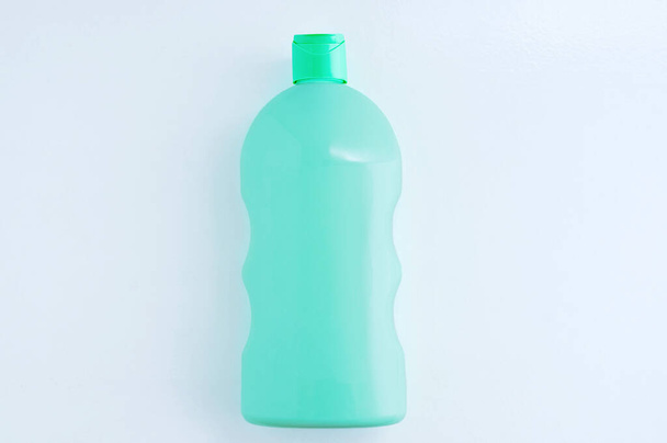 Body shower gel bottle on white background. Waveform. - Photo, image