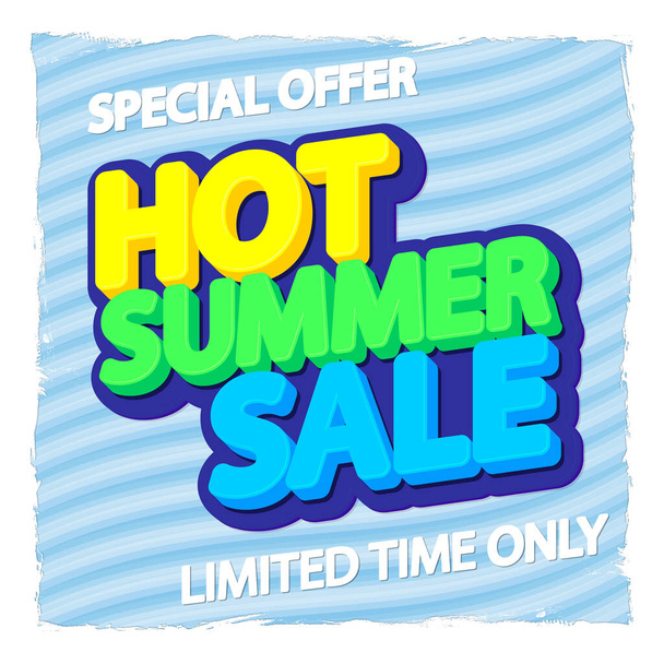 Hot Summer Sale, korting poster ontwerp sjabloon, winkel aanbieding banner. Seizoen winkelen, promotie banner, vector illustratie - Vector, afbeelding