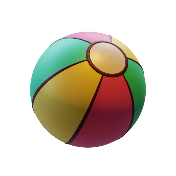 Ilustración 3D de la representación de la bola de playa del verano conveniente para el verano, el turismo, las vacaciones, o el tema del acontecimiento de vacaciones. - Foto, Imagen