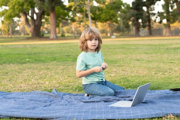 online education. back to school. modern communication. check email. child study online. - Valokuva, kuva