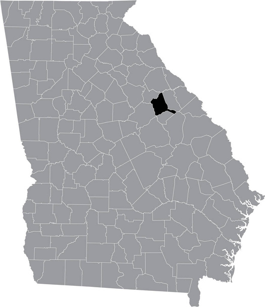 Черная выделенная карта расположения американского округа Уоррен на карте федерального штата Джорджия, США - Вектор,изображение