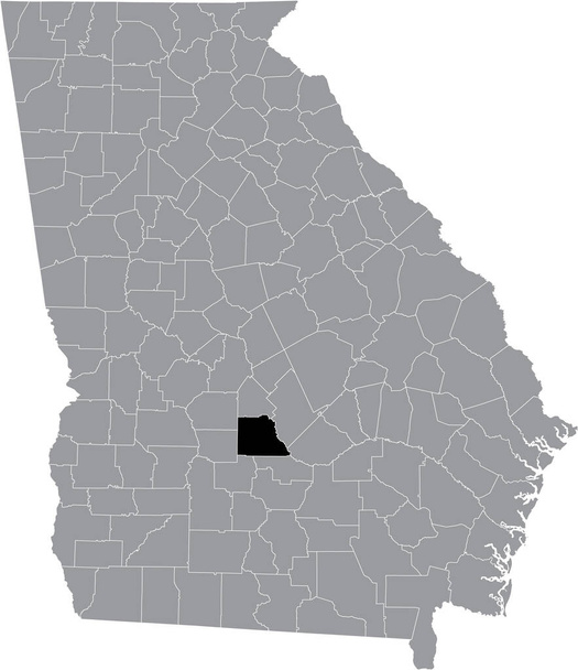 Черно-белая карта американского округа Уилкокс на карте федерального штата Джорджия, США - Вектор,изображение
