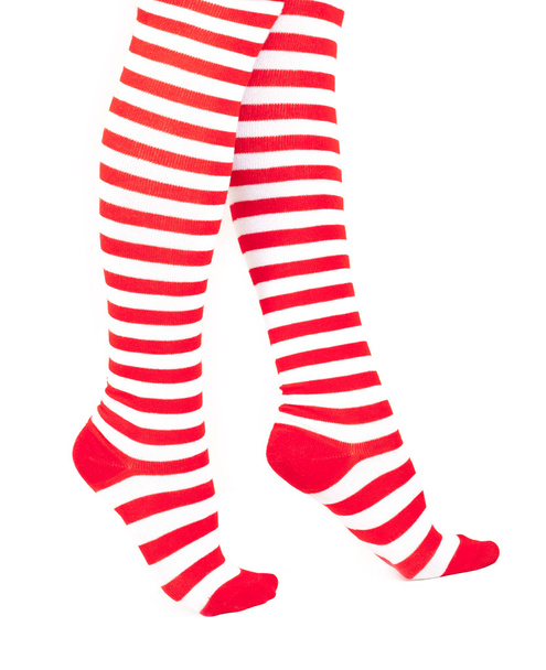 nő lába vörös színű zokni - Fotó, kép