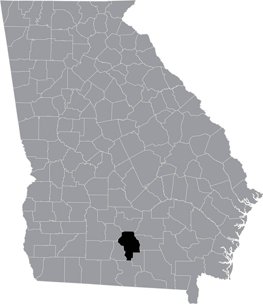 Black highlighted location map of the US Berrien county inside gray map of the Federal State of Georgia, USA - Vector, Image
