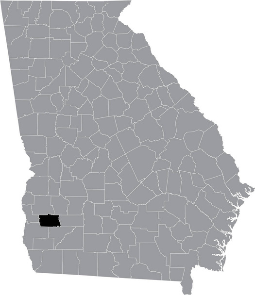 Черно-белая карта американского округа Калхун на карте федерального штата Джорджия, США - Вектор,изображение
