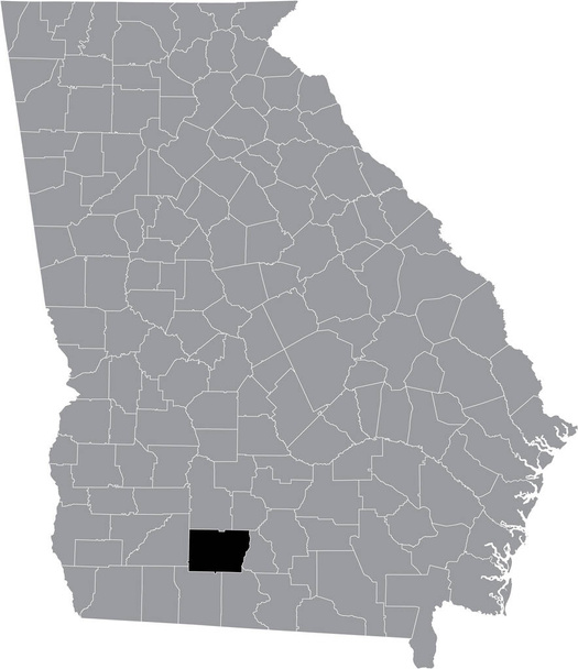Черно-белая карта расположения американского округа Колкуитт на карте федерального штата Джорджия, США - Вектор,изображение