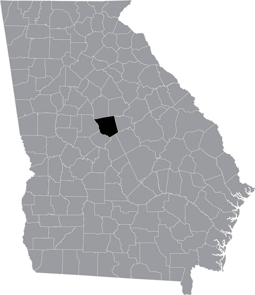 Карта расположения округа Джонс в черном цвете на карте федерального штата Джорджия, США - Вектор,изображение