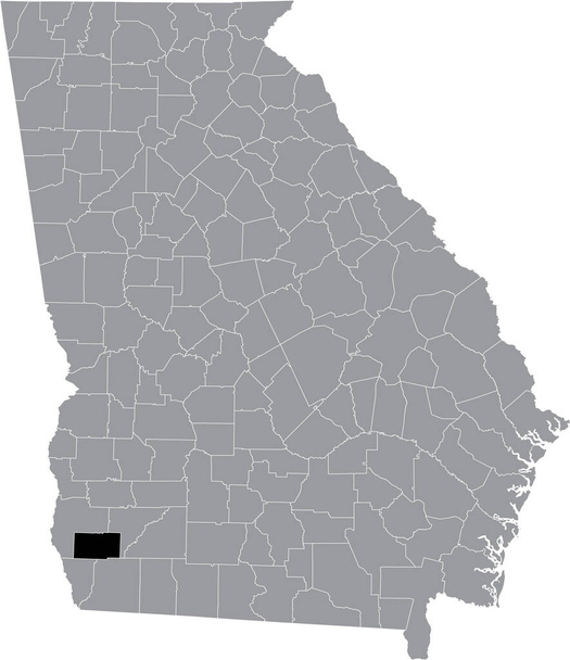 Черно-белая карта расположения американского округа Миллер на карте федерального штата Джорджия, США - Вектор,изображение