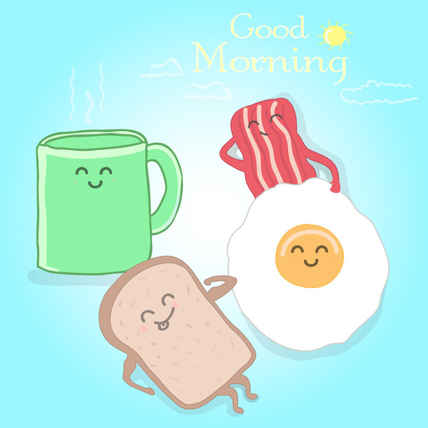 Vector breakfast cute happy illustration - Vector, Image