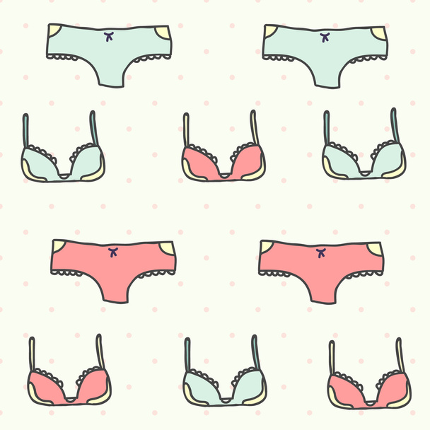 Unterwäsche von Mädchen nahtlose Muster Vektor Hintergrund Cartoon-Stil - Vektor, Bild
