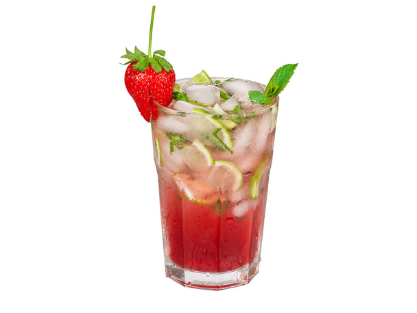 Strawberry mojito cocktail isolated - Zdjęcie, obraz