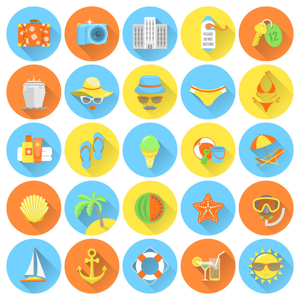 Round Summer Icons - Vector, Image