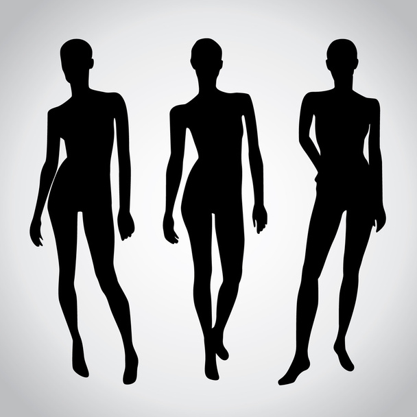 Set of Isolated Female Mannequins - Vector, Image