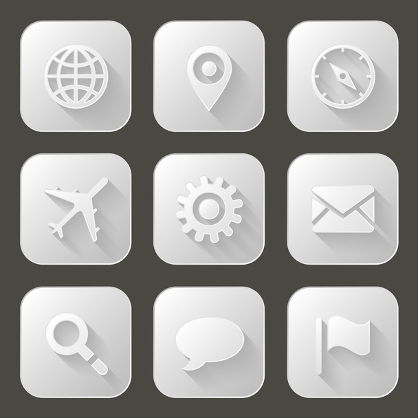 Set of icons with long shadow - Vector, afbeelding