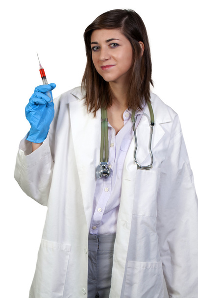 Female Doctor with Syringe - Foto, afbeelding