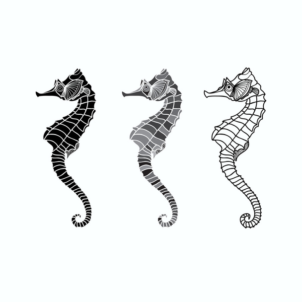 Vector set of seahorse on a white background - Vetor, Imagem