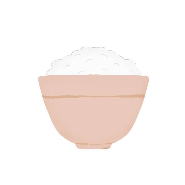 Fehér rizs egy teáscsészében. Fehér alapon. - Vektor, kép