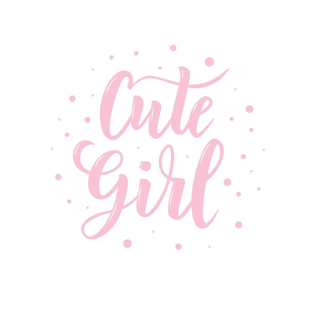 Cute Girl hand lettering for clothes. Kids badge tag icon. Great for card and t shirts. Celebration typography. - Vecteur, image