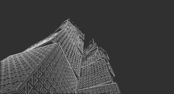 abstrakte Architektur 3D Illustration Skizze - Foto, Bild