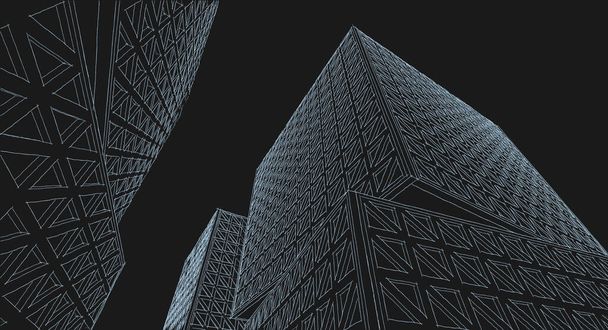abstract architecture 3d illustration sketch - Photo, Image