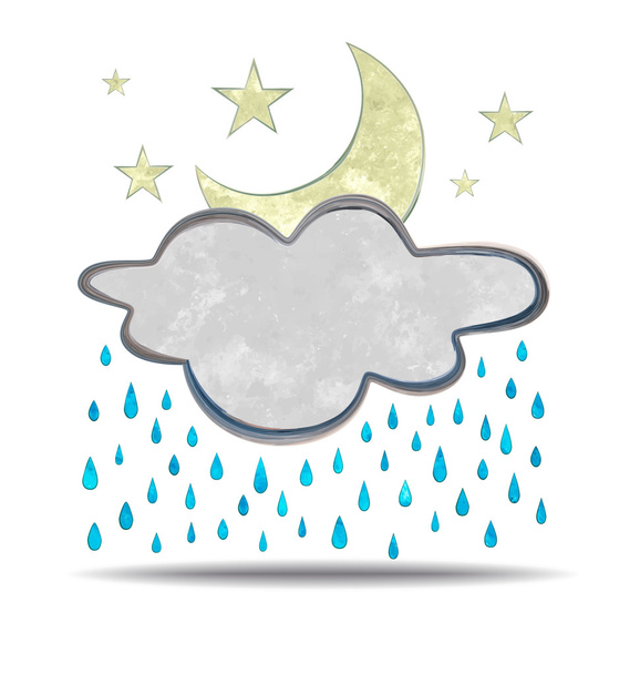 Climate. cloud, rain and moon - Vector, afbeelding