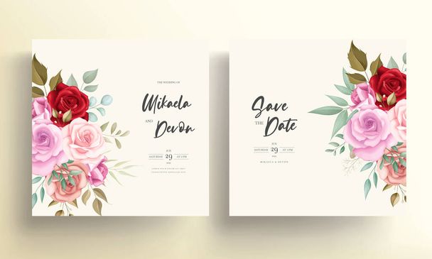 Élégante carte de mariage design floral - Vecteur, image