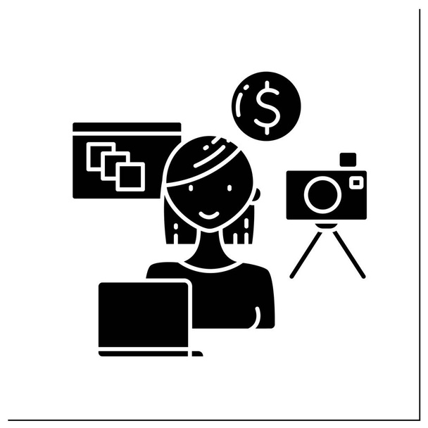 Stock photographer glyph icon - Vector, Image