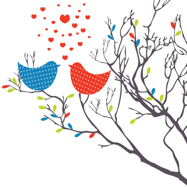 Background with birds in love. Vector illustration - Vector, afbeelding