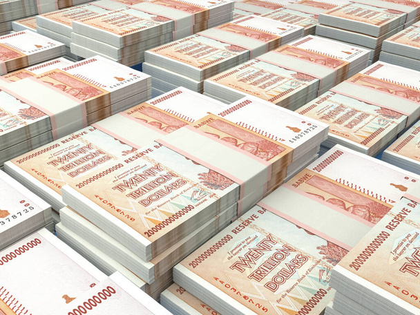 ジンバブエのお金。ジンバブエドル紙幣。ZWL紙幣。20兆ドルです。ビジネス、金融、ニュースの背景. - 写真・画像