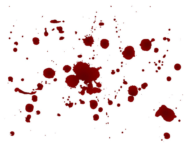 Set of realistic bloody splatters. Drop and blob of blood. Bloodstains. Isolated. Vector illustration isolated on white background. Red puddles - Vecteur, image