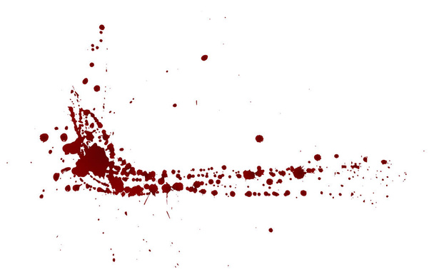 Salpicos de sangue realistas. Gota e mancha de sangue. Manchas de sangue. Isolado. Ilustração vetorial isolada sobre fundo branco. Peixes vermelhos - Vetor, Imagem
