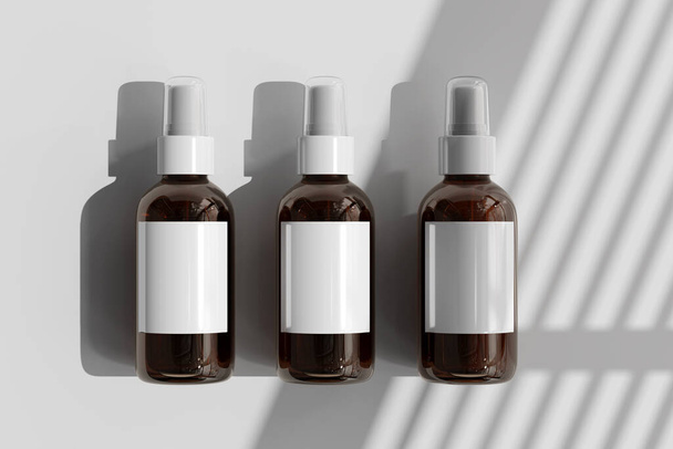 Isolated Amber Glass Cosmetic Spray Bottle 3D Rendering - Foto, Imagem