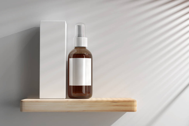 Isolated Amber Glass Cosmetic Spray Bottle 3D Rendering - Zdjęcie, obraz
