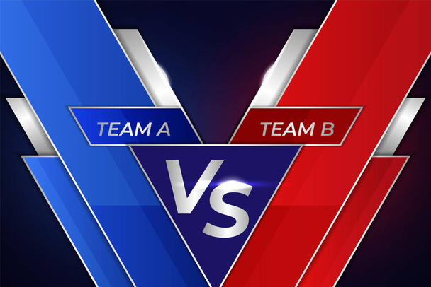 Modern Versus Sports Match Battle Competition Vermelho brilhante e azul sobre fundo marinho - Vetor, Imagem
