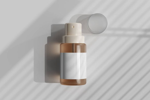 Botella de spray cosmético de vidrio aislado 3D Rendering - Foto, imagen
