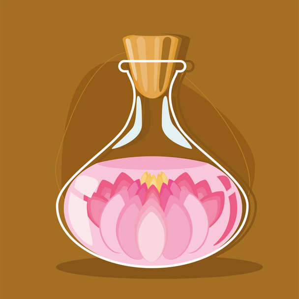 essência garrafa de flor de lótus - Vetor, Imagem