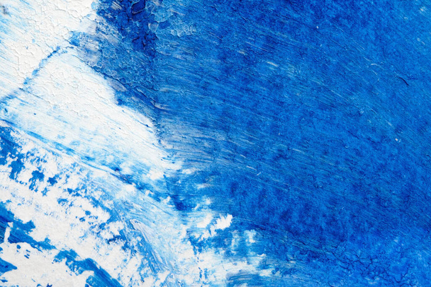 sininen abstrakti akryyli maalaus väri rakenne valkoisella paperilla tausta käyttämällä rorschach mustetahra menetelmällä - Valokuva, kuva
