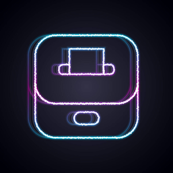 Glowing neon line Vote box or ballot box with envelope icon isolated on black background. Vector - Vector, Image