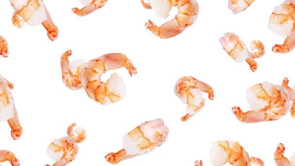Shrimp isolated on a white background. Fresh shrimp. Boiled shrimp. Prawns. - Photo, Image