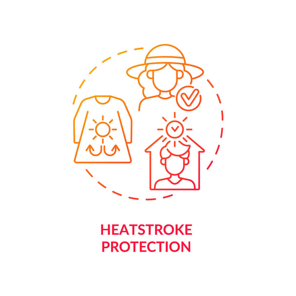 Heatstroke protection concept icon. Summer beach safety abstract idea thin line illustration. Spending time in air-conditioned space. Wearing wide-brimmed hat. Vector isolated outline color drawing - Vector, Image