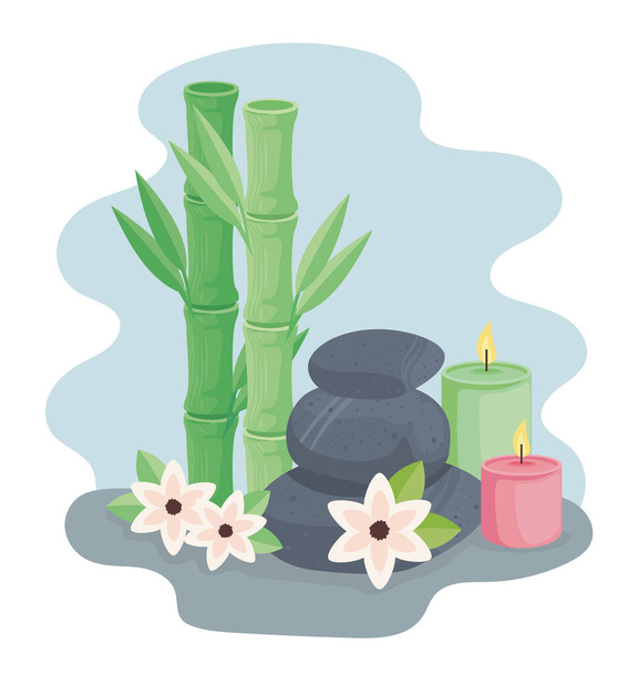 ikony bambusa i spa - Wektor, obraz