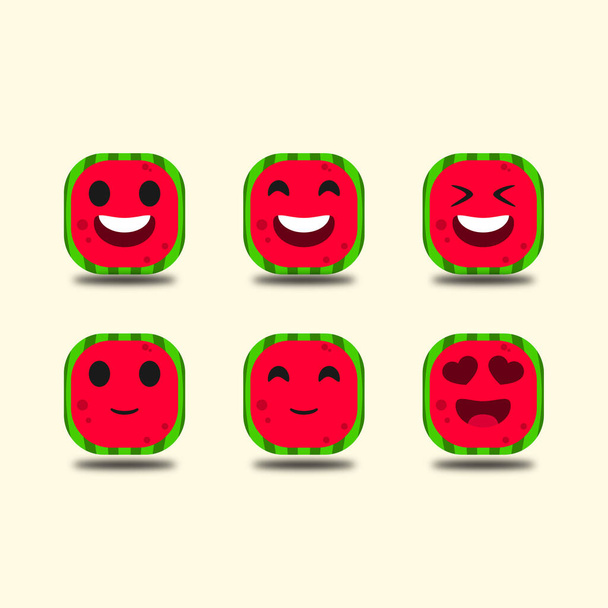 bonito melancia fruta emoticon ilustração - Vetor, Imagem