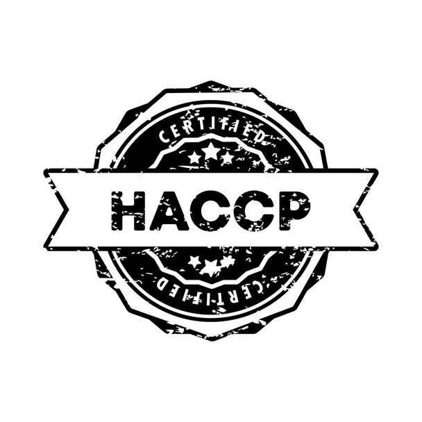 HACCPスタンプ。ベクトル。HACCPバッジアイコン。認定バッジロゴ。スタンプテンプレート。ラベル、ステッカー、アイコン。EPS 10.白地に隔離された. - ベクター画像