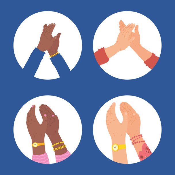 hands clapping symbol set - Vector, Image