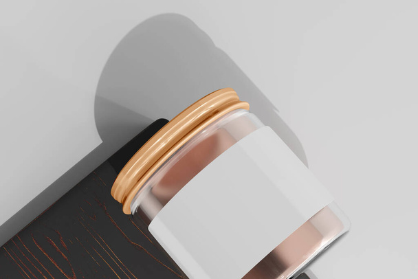 Pot cosmétique en verre isolé rendu 3D - Photo, image