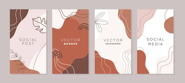 Set of abstract backgrounds in creative trendy style with copy space for text. Editable templates for social media post, banner, advertisment. - Vector, Imagen