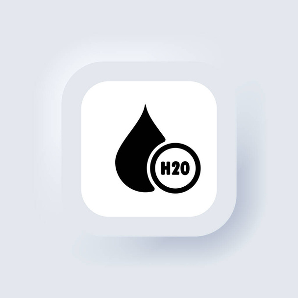 Icona H2O. Formula chimica H2O. Acqua goccia icone logo. Pulsante web interfaccia utente bianca UX UI neumorfica. Neumorfismo. Illustrazione vettoriale - Vettoriali, immagini